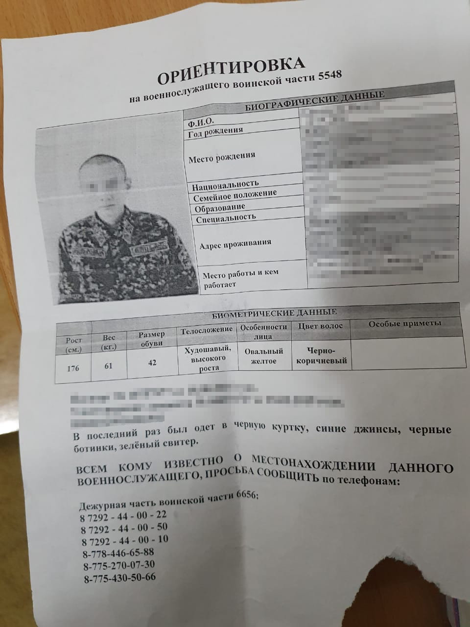 Ориентировка на сбежавшего военнослужащего Ориентировка на сбежавшего военнослужащего